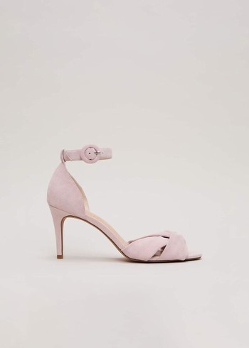 Phase Eight Suede Twist Strapeds Heels Pink Canada | XTPYAN-318